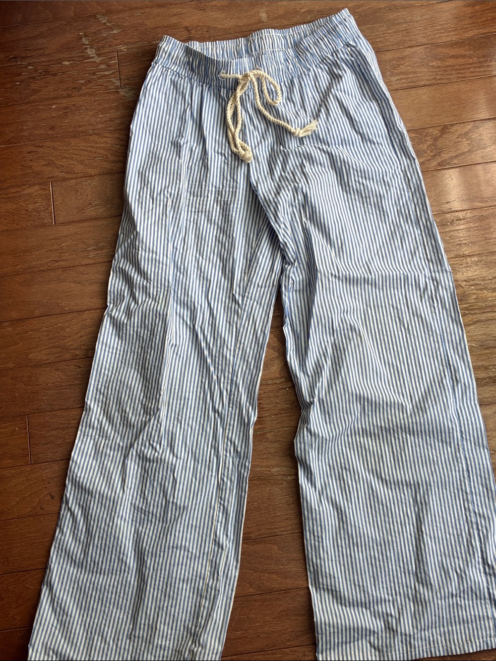 Edikted Blue & White Striped Drawstring Pants